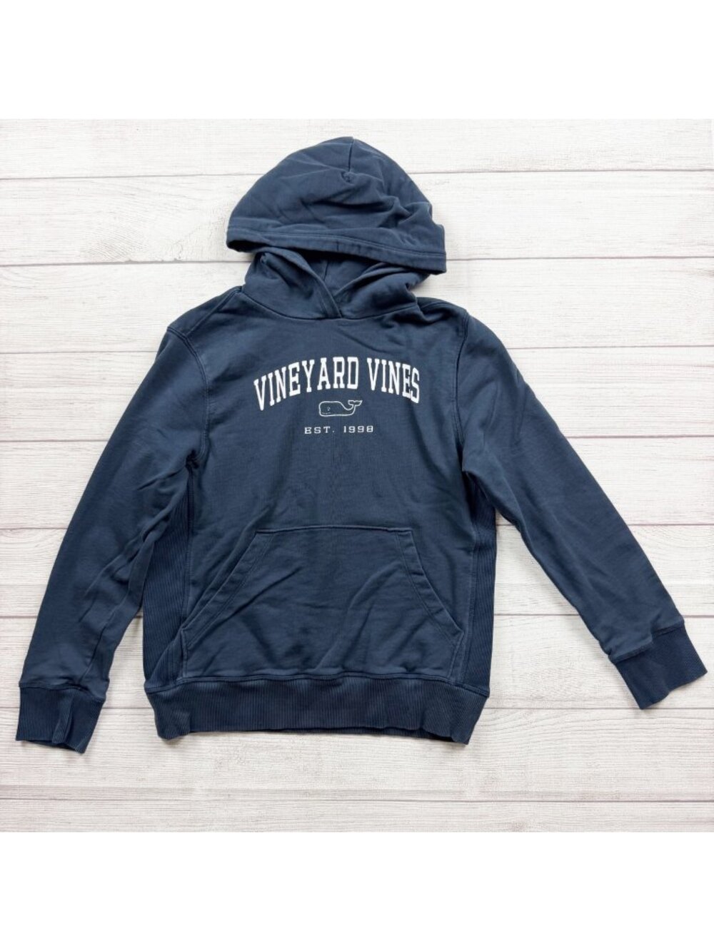 Vineyard Vines Kids Navy Logo Hoodie Cotton Blend Casual Sweatshirt L 16